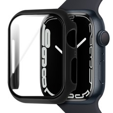 Imall 智慧型手錶 9H 強化玻璃全蓋框架保護殼, 黑色
