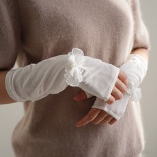 바비수 여성용 도로시 플라워 진주 핸드워머 팔토시 양손 세트