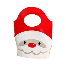 이홈베이킹 크리스마스 손잡이 비닐백 15.5 x 20.5 x 5 cm, 산타, 100개