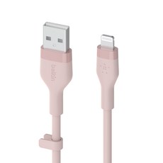 벨킨 플렉스 USB A-라이트닝 아이폰 고속 충전 케이블 CAA008bt1M, 핑크, 1m