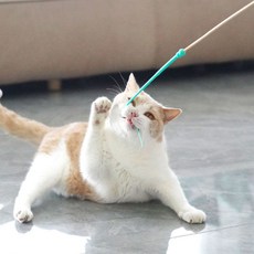 딩동펫 고양이 쥐꼬리 실리콘 낚싯대, 민트, 1개