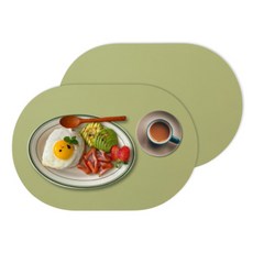 디아르 플래티넘 실리콘 방수 플레인 식탁매트, 올리브그린, 43 x 29.5 cm, 2개