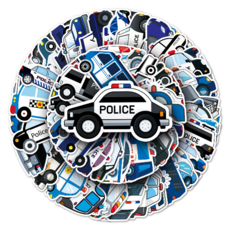 Mungom Shop感性日記本裝飾行李箱貼紙 50種組, 警車, 1組