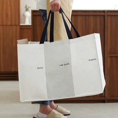 가쯔 일체형 타포린 재활용 분리수거함 3칸, 화이트 화이트