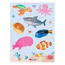 ariati 磁性配對拼圖, 海洋生物, 1個, 14pcs