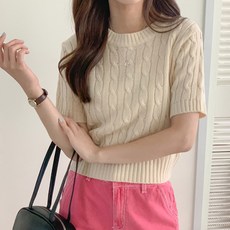 꽈배기반팔니트