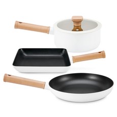 데이세븐 인덕션 도가 IH 3종 A세트, 화이트, 편수 18cm + 그릴팬 22cm + 후라이팬 26cm, 1세트