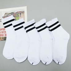 지앤 아동용 두줄 스트라이프 중목 양말 5켤레 세트 앤 아동용 두줄 스트라이프 중목 양말 5켤레 세트