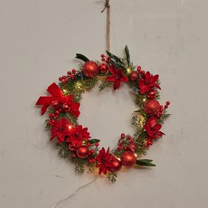 ASPASIA 聖誕絲絨花環, 綠色 紅色, 1個