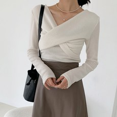 여성용 벨지스 골지 꼬임 티셔츠