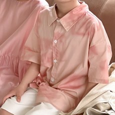 Yiyoumong兒童款Bimong Tie Dye短袖寬鬆襯衫
