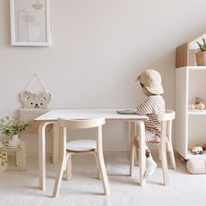 momsboard 媽咪板 幼兒 尼諾 遊戲桌 + 椅子 2入 套組, 白色