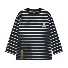 애플핑크 여아용 테잎로고 포인트 스트라이프 티셔츠 R122