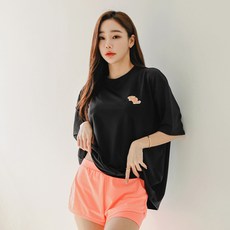 TUBE TREE 女款Logo印花寬鬆短袖防曬衣+內襯短褲 BEBL7204PA