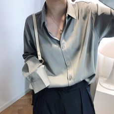 마켓에이 여성용 루즈 쉬폰 카라 긴팔 블라우스