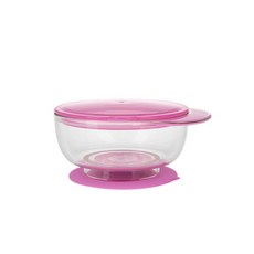 Nuby Tritan材質吸盤輔食碗, 粉色, 1個
