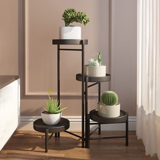 21C Trend 室內圓形花盆展示架, 黑色, 4層