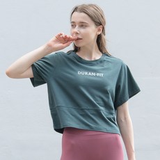 뒤란 여성용 바이오 세미 크롭 요가 티셔츠 DTF2W-3039