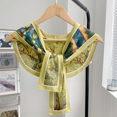 여성용 아티렐 유화 양면 실크 매듭 바람막이 작은 숄 TYPE02