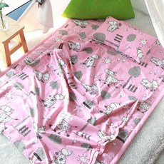 화모 순면 어린이집 사계절 낮잠이불 누빔패드 + 이불 + 솜베개 세트, 핑크망아지