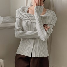 어나더TWEE 여성용 쥬디스 버튼 오프숄더 니트 tnt0539