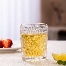 渥思 復古浮雕金邊玻璃杯 300ml, 半透明, 1個