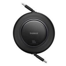 Baseus 倍思 C Type-C Type Free2Pull 100W 超快速充電可折疊捲軸電纜, 2m, 黑色, 1個