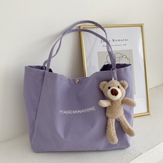 JCP 베어키링 캔버스 기저귀 쇼퍼백, 퍼플