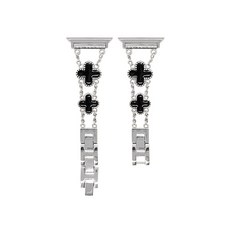  4YOU 애플워치 클로버 메탈 브레이슬릿 스트랩 42 / 44 / 45mm, 블랙 