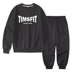TIMSFIT 남녀공용 빅사이즈 피트니스 빅로고 맨투맨 조거팬츠 셋업