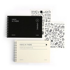 워너디스 행인데얼 와이드 위클리 6개월 스터디 플래너 2종 + 스티커 2종 세트, 라이트 그레이, 블랙(플래너)