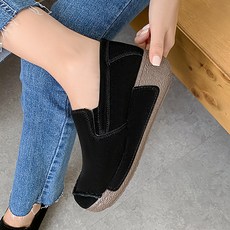 럭키캣소가죽밴딩통굽슈즈