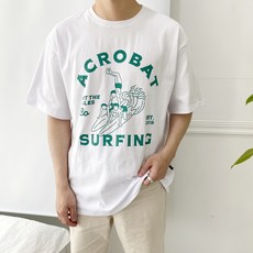 오티디 남녀공용 오버핏 16수 서핑 반팔 티셔츠