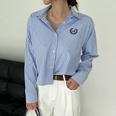NANING9 女款 Seaver 刺繡條紋襯衫