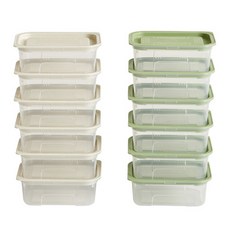 EASY&FREE Matcook 方形盒5號12件組, 400ml 象牙白6個 + 橄欖綠6個, PP塑料材質, 韓國製造, 象牙白 400ml*6+橄欖綠 400ml*6, 1組