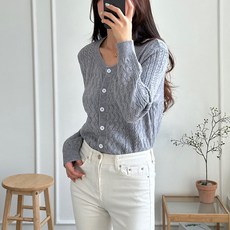 여성용 레몬티 심플베이직 버튼 니트 가디건 kh23572