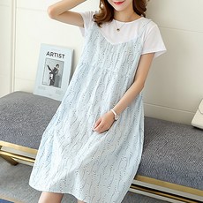가벼운 리프 페이크 뷔스티에 임산부 원피스