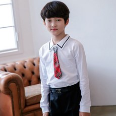 잭키드 남아용 라인 카라 넥타이 티셔츠