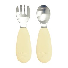 UBMOM 嬰兒不鏽鋼叉匙組，盒裝湯叉組，嬰幼兒食品餐具, 黃色, 1組