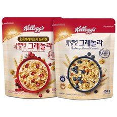 켈로그 크랜베리 아몬드 그래놀라 550g + 블루베리 아몬드 그래놀라 450g 세트, 1세트