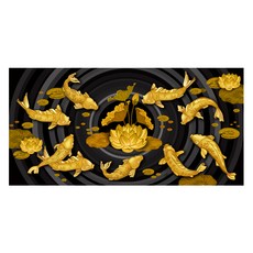  케이엠엘리 샤이닝 5D 보석 십자수 DIY 세트 120 x 60 cm, 대형 황금 재물 잉어, 1세트 