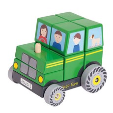 英國 JoJo Maman BeBe 實木疊疊車玩具，益智積木五感玩具，拖拉機造型，激發想像力, 1入