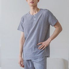 민트코코아 남성용 시어서커 반팔 잠옷 파자마 세트