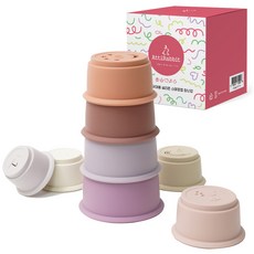 AttiRabbit 嬰幼兒矽膠堆疊杯玩具組 紫丁香紫, 1組, 丁香紫