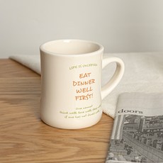 시라쿠스 뉴욕 레터 레터링 도자기 오목 머그컵 400ml, 오렌지, 1개