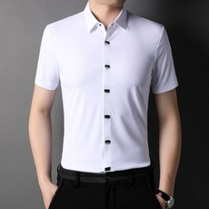 남성용 마켓A 솔리드 건반단추 반팔셔츠