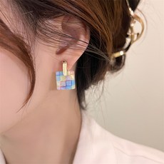 리나팩토리 여성용 사각 모자이크 귀걸이