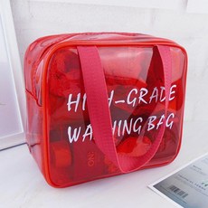 하이그레이드 워시백 PVC 투명 컬러 수영장 가방, 01레드