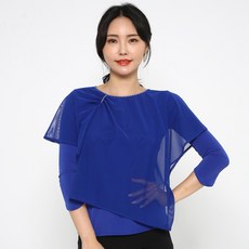 댄스도매몰 언발란스 망사 티셔츠 LDT25500, 파랑