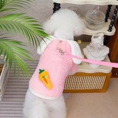 딩동펫 반려동물 하네스 토끼나라 톡톡 후리스 티셔츠, 핑크, 1개